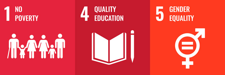 1 No poverty. 2 Quality Education. 5 Gender Equality.